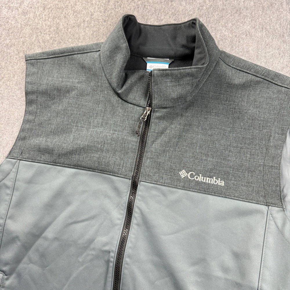 Columbia Vest Men XL Gray Zip Up Jacket Hike Outdoor Coat Climb Basic